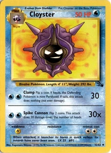 Pokémon Cloyster Fossil Unlimited 32/62 Uncommon Light Play LP Card Scan Vintage - Picture 1 of 2