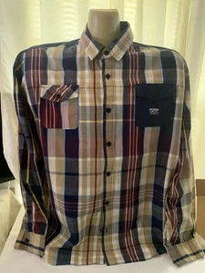 Men BORN FLY Button front L/S Plaid Casual Shirt Size 4-XL - Picture 1 of 6