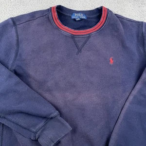 Polo Ralph Lauren Sweatshirt Youth Large Blue Red Fleece Crewneck Pullover Logo - Picture 1 of 11