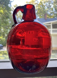 "Jarra vintage de vidrio artístico Blenko 417 Moonshine roja rubí 7,5"" moderna de mediados de siglo" - Imagen 1 de 6