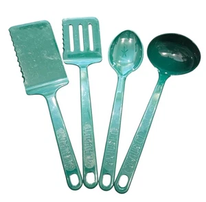 Vtg Ultratemp Utensils Set/4 Green USA Kitchen Cooking Serving Slotted Serrated - Picture 1 of 13