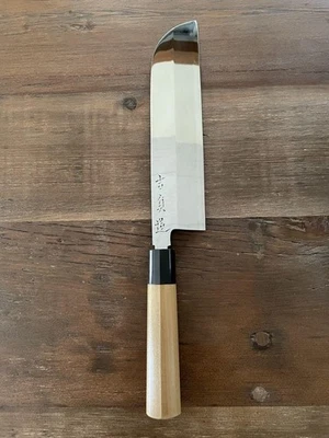 Cuchillo Okishiba YoshisadaKamagata Usuba243 mm (9,6") Kasumi de acero blanco usado-justo Foto 1 de 4