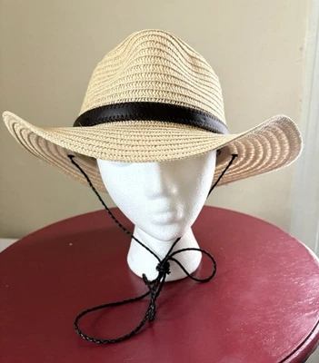 Sombrero de Vaquero Scala Ajustado Para Hombres Palma Paja Cuero Banda Ventilada Sin Etiqueta de Talla (Grande) Foto 1 de 4