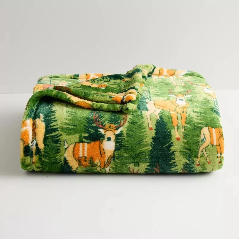 The Big One Deer Hunting Plush Fleece Throw Blanket 5x6 ft Woods Outdoors NEW - Image 1 of 1