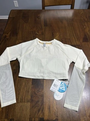 WET L.A. NWT Crop Long Sleeve Rash guard Swim Top Ivory Size Small Surf - Image 1 of 4