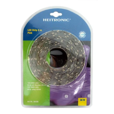 Heitronic LED SMD Strip Streifen 5m IP20 36W Pink mit Steckernetzteil UVP 33€ - Bild 1 von 3