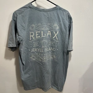Jekyll Island Georgia Sea Turtle Graphic Print Blue Short Sleeve T-Shirt L - Picture 1 of 3