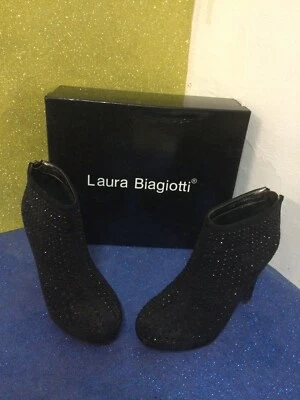 LAURA BIAGIOTTI 🌺STIVALETTI IN NABUK NERO CON STRASS N 36 🌺🍀🐬🐬 Foto 1 de 4