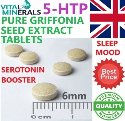 VITAL MINERALS 5 HTP Griffonia Kapseln 400mg natürliche Libido Stimmung Serotonin Schlaf Stress GRATIS PP