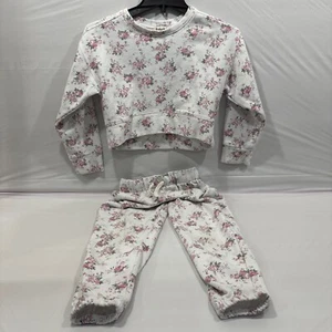 Kid Pik Rose Floral Fleece Sweat Top & Pants Girls Size M - Picture 1 of 6