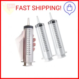 2 Pack 150ml/cc Large Syringe , Individually Sealed Plastic Liquid Syringes with - Picture 1 of 2