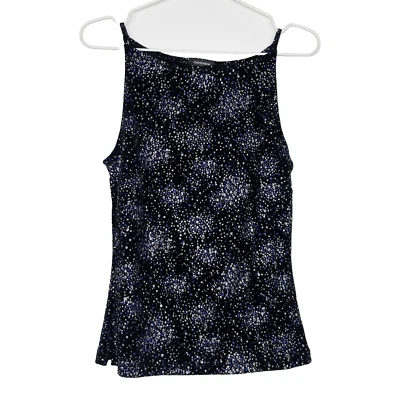 Camiseta sin mangas Y2K sombra de ojos ajustada para mujer talla M/L negra azul plata brillante fiesta Foto 1 de 4