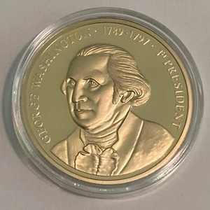 MONEDA CONMEMORATIVA AMERICANA COMO NUEVA ORO 24k a prueba de capas George Washington - Imagen 1 de 4