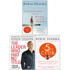 Life Lessons, Leader Who Had No Title, 5 AM Club 3 Books Set by Robin Sharma NEW