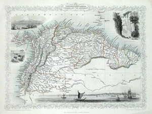 PANAMA, VENUZUELA, ECUADOR, GUYANA, S.AMERICA, RAPKIN & TALLIS antique map c1850 - Picture 1 of 1