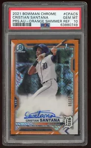 2021 Bowman Chrome Cristian Santana Orange Shimmer Refractor RC Auto /25 PSA 10 - Picture 1 of 2