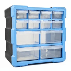 Wall Mounted 12 Drawers Organiser Cabinet Parts Unit Tool DIY Nuts Bolts Storage - Picture 1 of 5