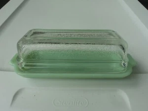 FIRE KING VINTAGE JADE-ITE BUTTER DISH TEXTURED FINISH TOP - NO CHIPS - Picture 1 of 3