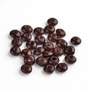 100pcs Wood Beads Spacer Smooth Rondelle Coffee Brown Lead Free Loose Beads 8mm - Picture 1 of 2