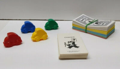 Monopoly Jr. 1996 Games Pieces Cars, Cards and Money - Image 1 of 2
