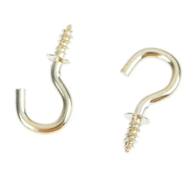 50Pcs 1/2 Inches Brass Plated Cup Hooks Shouldered Screw Hanging Hat Coat - Image 1 of 4