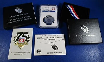 2014 S Proof Clad Baseball Hall of Fame Half Dollar NGC PF69 OGP COA (010) - Image 1 of 4