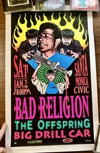 Bad Religion The Offspring Big Drill Car 1992 Concert Poster Blink 182 Green Day - Picture 1 of 3
