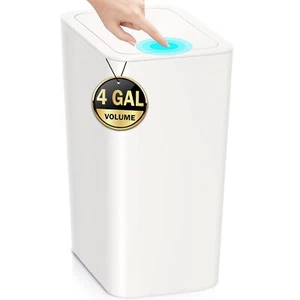 3 Pack 4 Gallon Bathroom Small Trash Can with Lid 15L Slim Garbage Bin Wasteb... - Picture 1 of 7