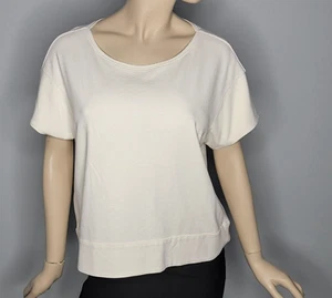 Bcbgmaxazria Tian Gardenia White Short Sleeve Trim Hem Top Size L - Picture 1 of 7