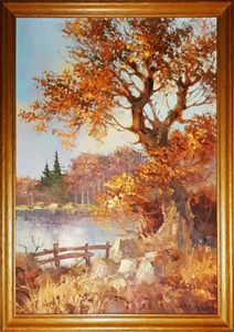 Ölgemälde von Eb. Brendel (1935-1993) Landschaftsbild mit tollem Rahmen - Bild 1 von 4