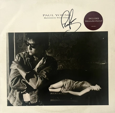 Paul Young Signed Autograph ‘Between Two Fires’ (1986) UK LP Ex/M & Insert Cover