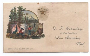 1880s NSGW Native Sons Card DF Crowley SF CA - Bild 1 von 1