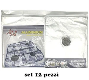 Set 12 Carta Alluminio Copri Salva Fornello 50x60 Protezione Piano Fornelli hmj - Foto 1 di 1