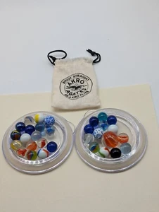 Vintage Style Akro Agates Marble Bag With 30 Marbles 1 Shooter A Few Are Agates - Picture 1 of 15