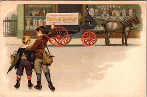 PARIS, FRANCE - CHOCOLAT LOMBART ADVERTISING - ILLUSTRATED OLD POSTCARD - Picture 1 of 2