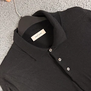 Maglione Gran Sasso Uomo XL Nero Polo 100% Lana Manica Lunga Pullover Golf Made - Foto 1 di 9