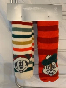 Disney Mickey Plush Sherpa Lined Holiday Women's Slipper Socks Shoe Size 4-10 - Picture 1 of 5