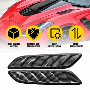 Carbon Fiber Front Car Hood Side Air Flow Vent Hole Cover Scoop Decor Trim Y - Picture 1 of 10