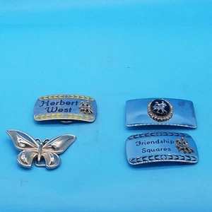 Lot of 4 vintage square dance / dance belt buckles - Picture 1 of 10