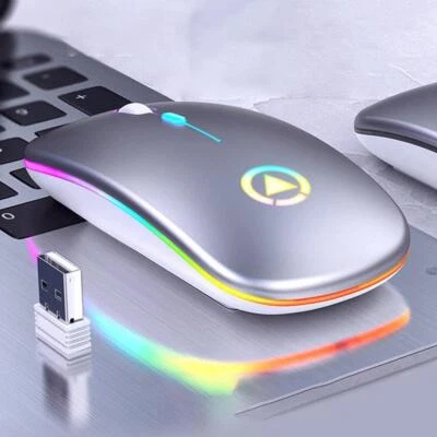 2.4GHz Wireless Optical Mouse USB Rechargeable RGB Cordless Mice For PC Laptop - Image 1 of 4