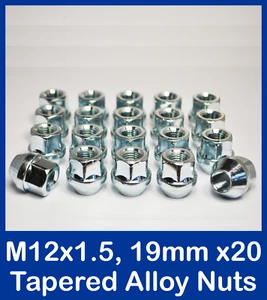 20 tuercas de rueda de aleación abierta hexagonales M12 x 1,5, 19 mm (zinc) - Imagen 1 de 2