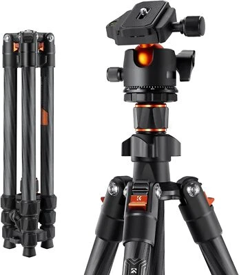 K&F Concept 64in Camera Tripod Carbon Fiber Lightweight Travel w/360° Ball Head - Image 1 of 4