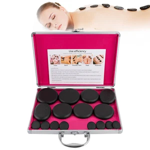 Kit de Masaje 16x Piedras Calientes con Caja para Spa Cuerpo Masaje Relajante Terapia Negro - Imagen 1 de 7