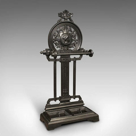 Antique Ornate Stick Stand, English, Cast Iron, Hallway Umbrella Rack, Victorian Cover