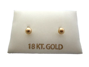 18k 750 Yellow Gold Screw back Ball Button Stud Earrings – 4mm - Picture 1 of 4