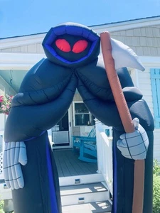 Vtg Gemmy AirBlown Inflatable Grim Reaper Lighted Archway Halloween Blow Up 9 Ft - Picture 1 of 10