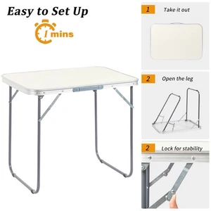 2.3FT Partable Aluminum Folding BBQ Party Table Camping Indoor Outdoor Silver - Picture 1 of 8