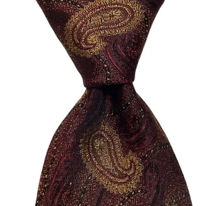 JOS. A. Corbata BANK Signature Collection Para Hombre 100% Seda XL PAISLEY Borgoña Usada en Excelente Condición - Imagen 1 de 3