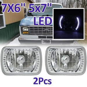 2PCS 5x7" 7x6" LED Headlights For Ford E-150 E-250 E-350 Econoline Diamond Cut - Picture 1 of 10