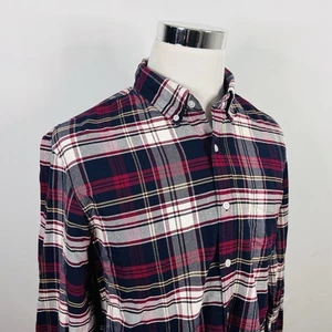 J Crew Large Slim Fit Flex Oxford Hemd rot weiß blau kariert Button Down Freizeit - Bild 1 von 5